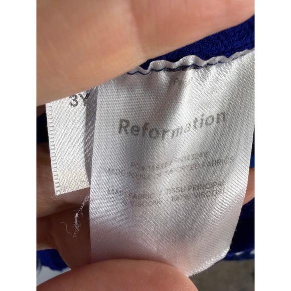 Reformation Kids Blue White Dalmatian Print Tiered Button Front Dress Size 3Y - Picture 4 of 7